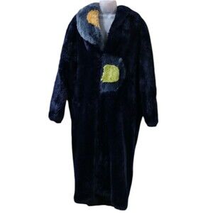 Suziklo Vintage Y2K Blue Spotted Fuzzy Trench Coat Opera Size Large/XL